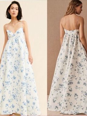 Sachin & Babi Palmer Spaghetti-Strap Blue Floral Maxi Gown - 4